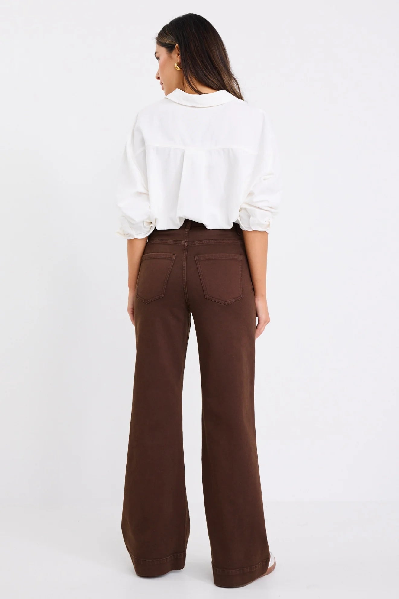Zoey Chocolate High Rise Wide Leg Pocket Jean