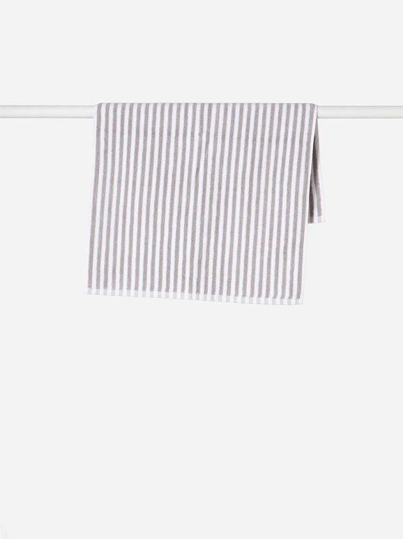 Wide Stripe Cotton Bath Towel Range - Grey/White