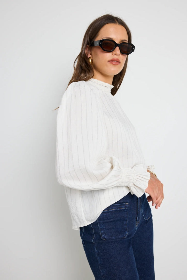 Emphatic Ivory Stripe High Neck Top