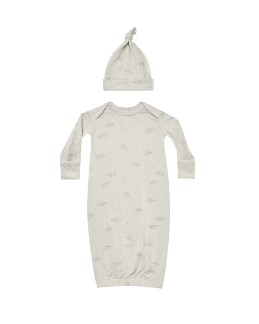 Bamboo Baby Gown & Hat Set Elephants
