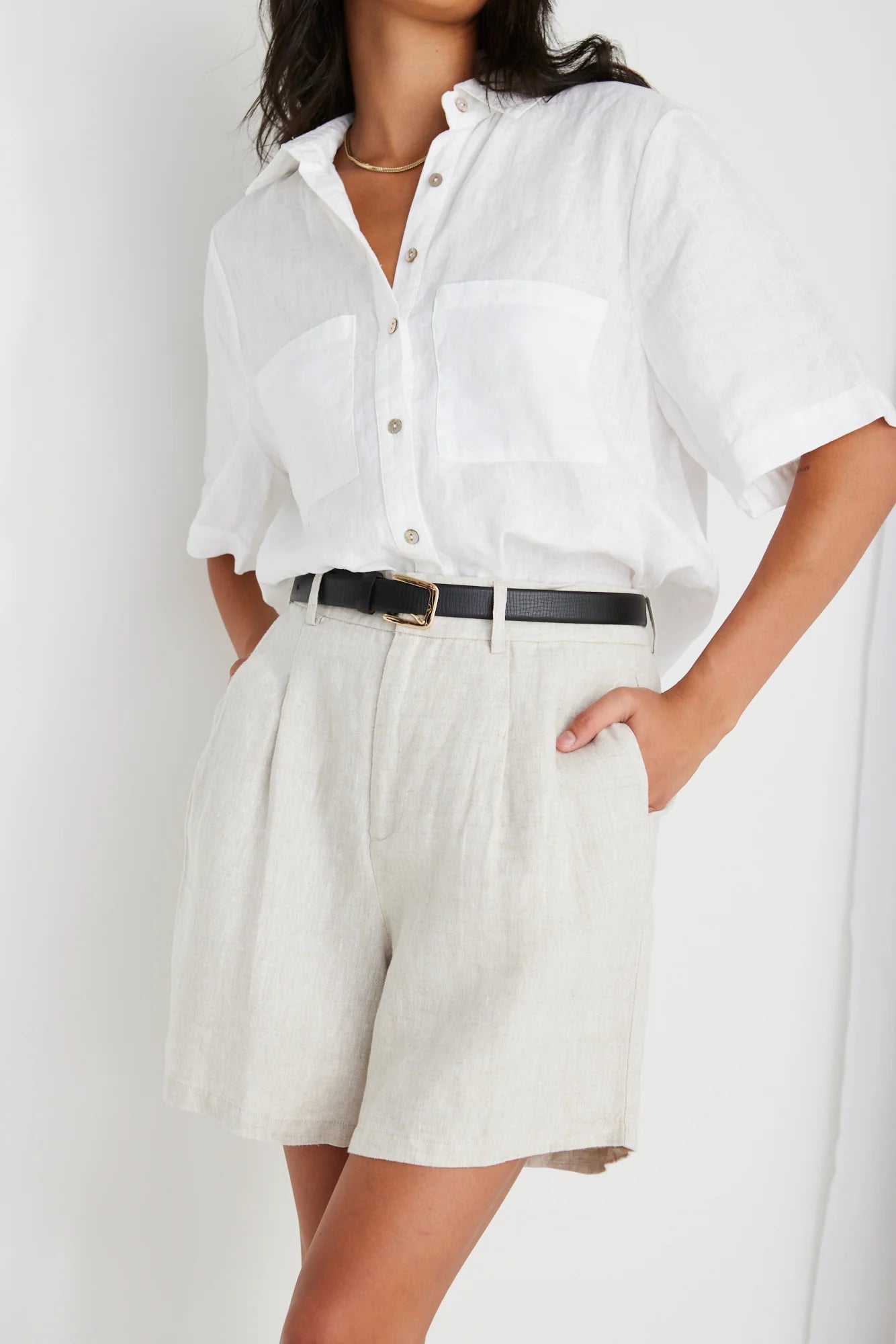 Nomadic Natural Linen Relaxed Structured Shorts - Natural