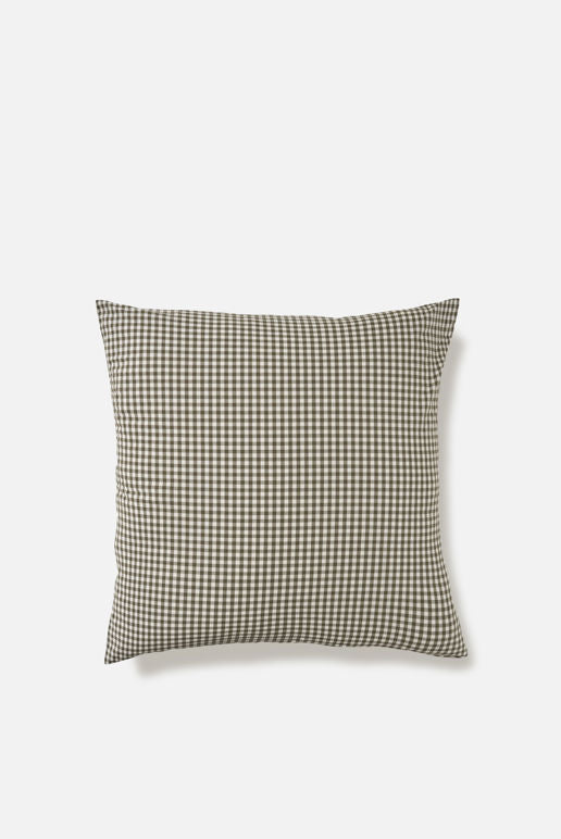 Gingham Organic Cotton Euro Pillowcase - Olive