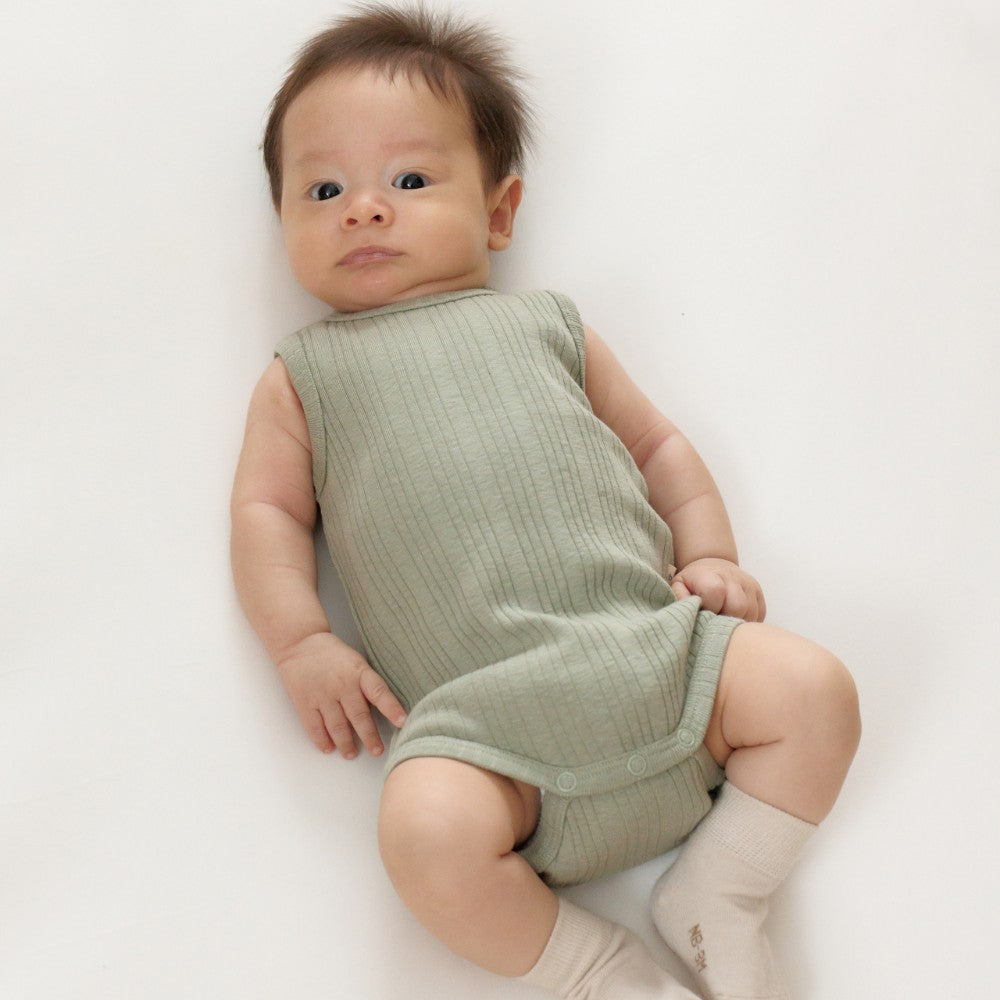 Woolbabe Merino/Organic Cotton Singletsuit - Flax Marl
