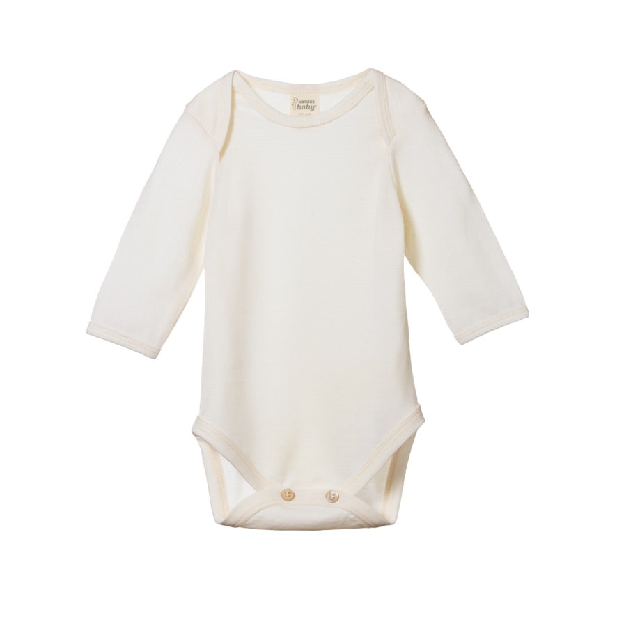 Merino long sleeve bodysuit - Natural