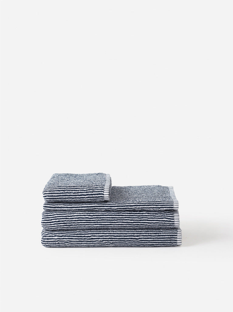 Stripe Cotton Bath Towel Range - Navy/White