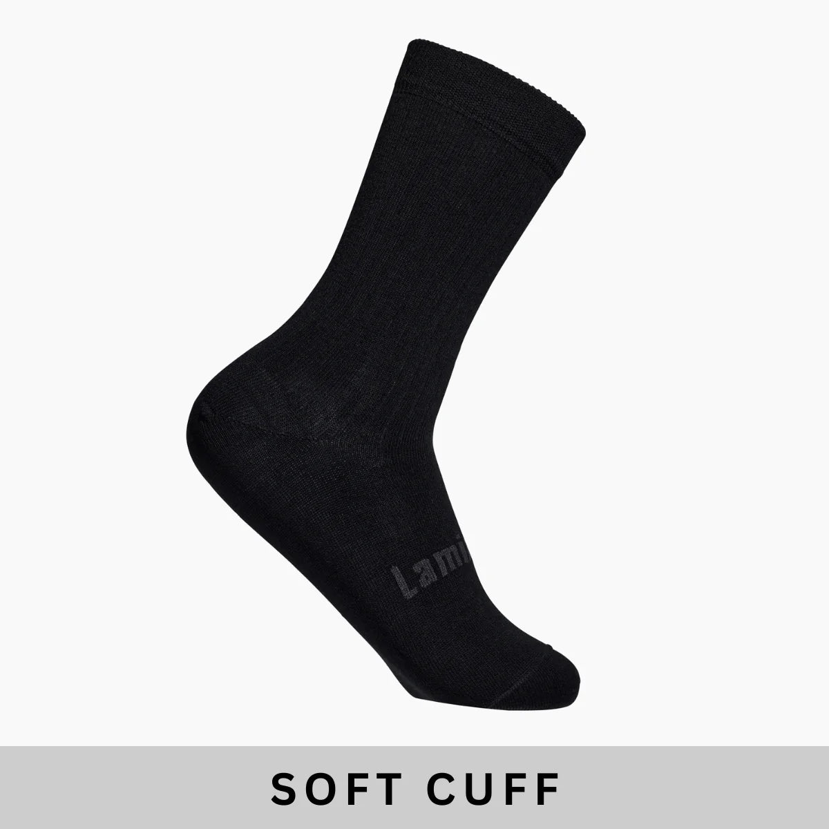 Merino Wool Soft Cuff Crew Socks | MAN | Black Rib
