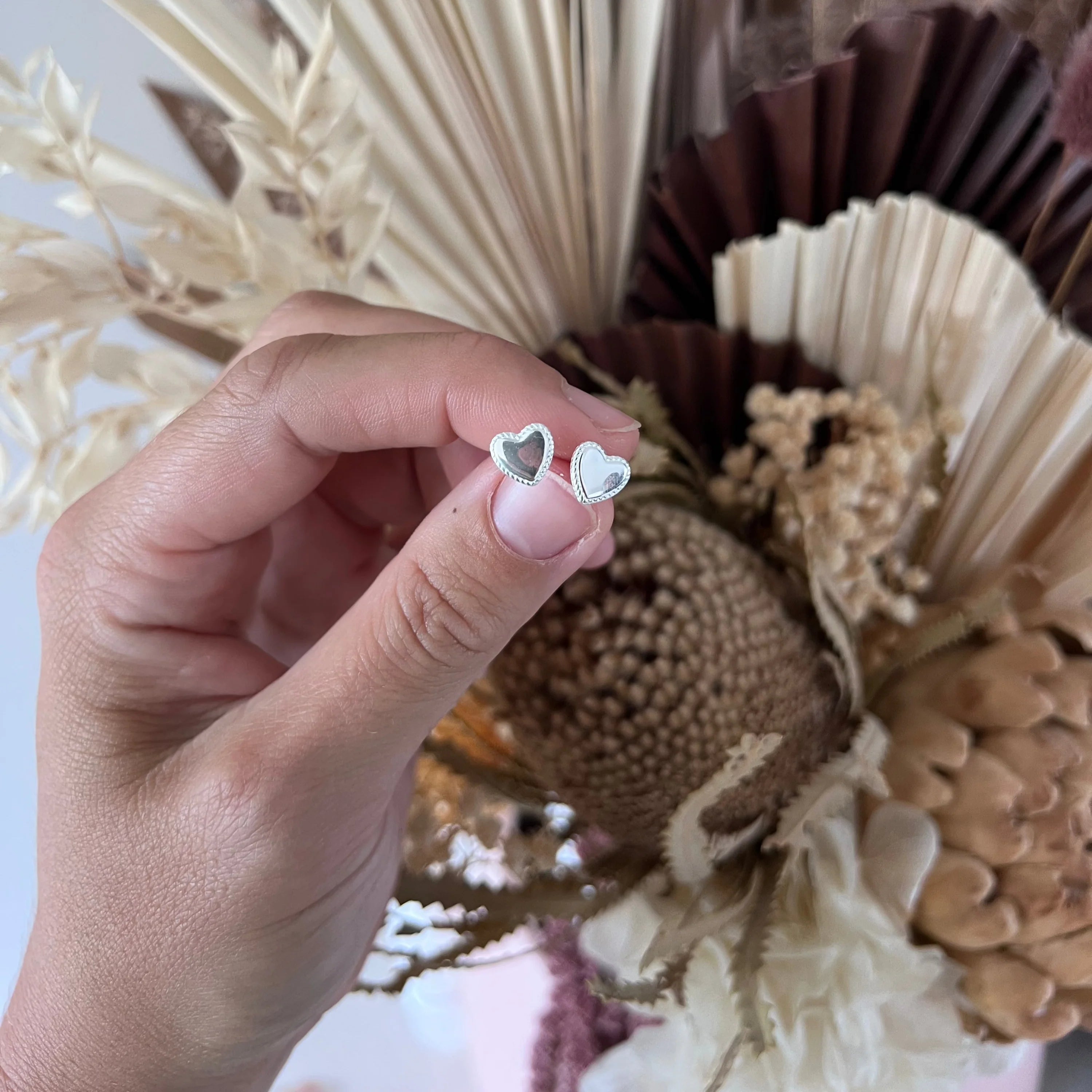 From The Heart Studs - Silver