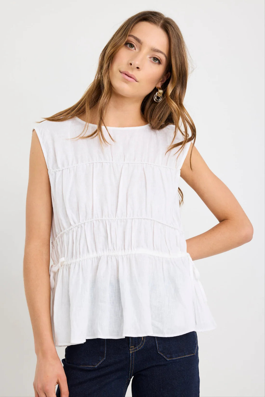Context Ivory Linen Relaxed Sleeveless Top