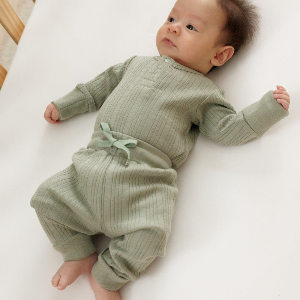 Woolbabe Merino/Organic Cotton Relaxed Pants - Flax Marl