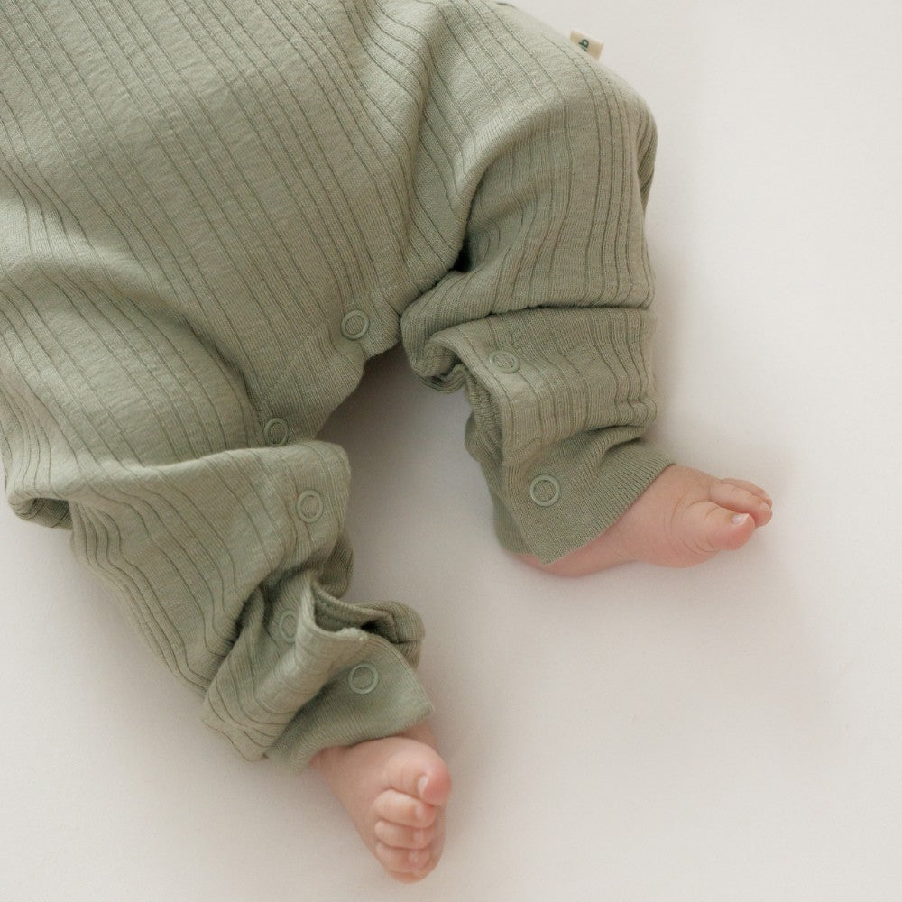 Woolbabe Merino/Organic Cotton Long Sleeve Henley Suit - Flax Marl