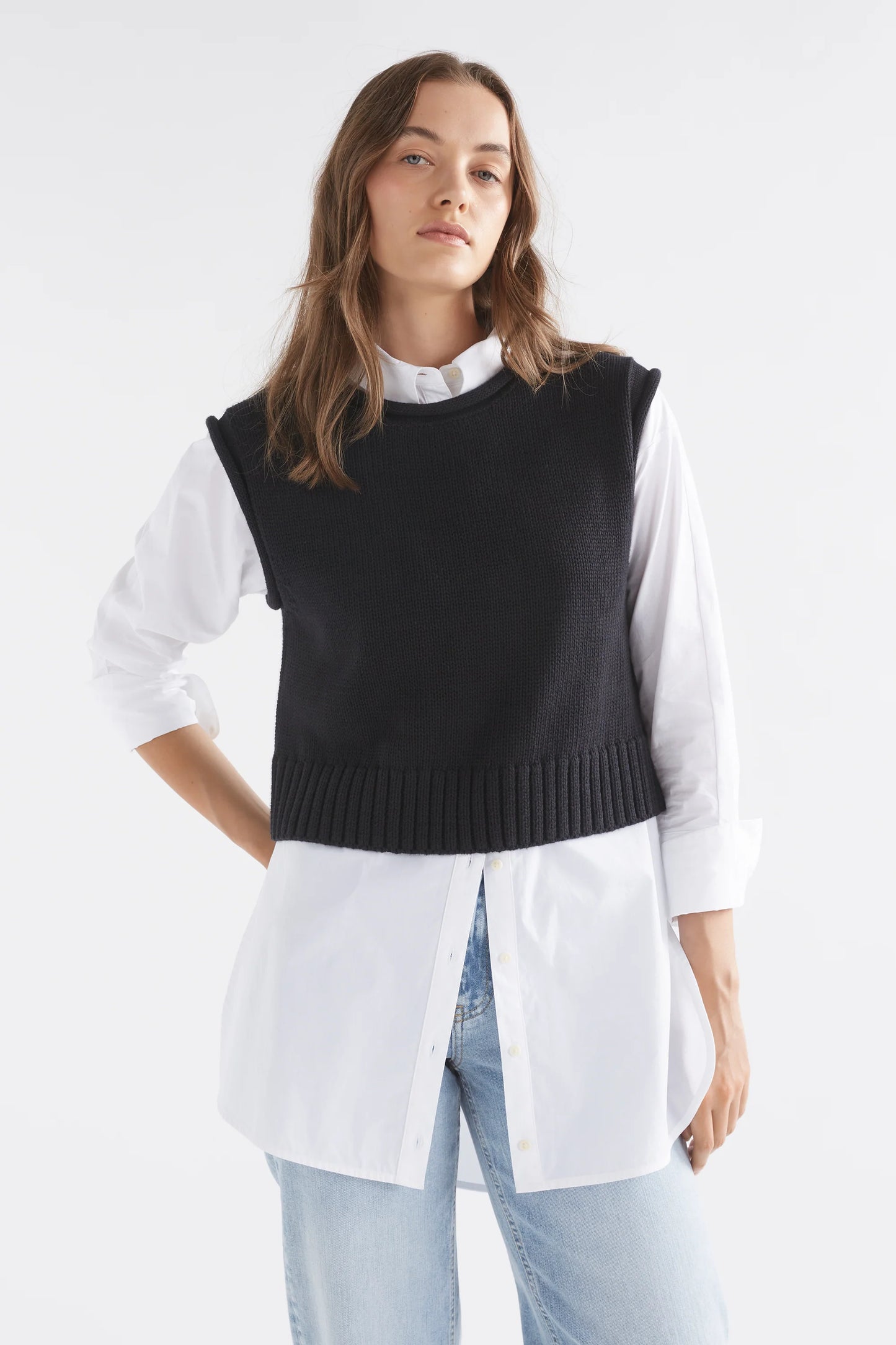 LUNEL KNIT VEST - Black