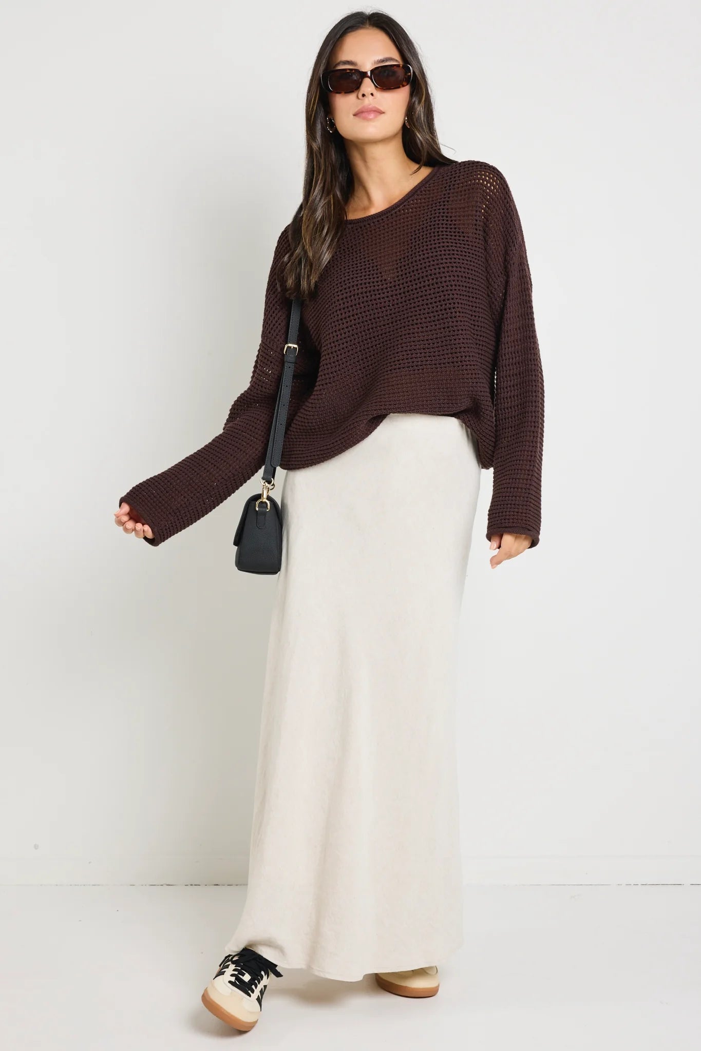 Dawn Chocolate Crochet Knit Jumper