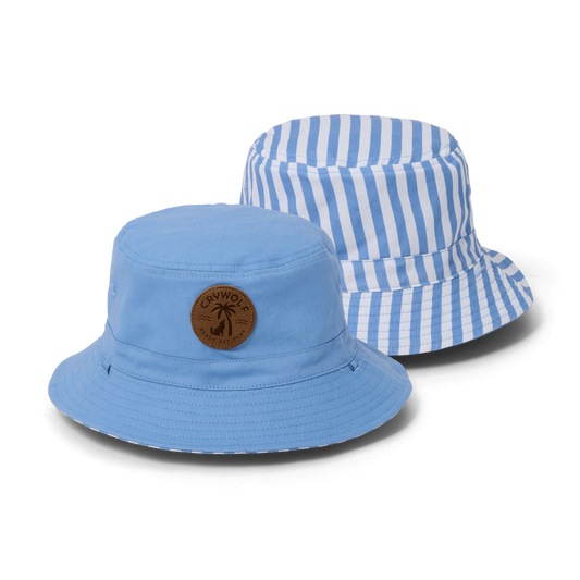 Reversible Bucket Hat - Sky Blue Stripe