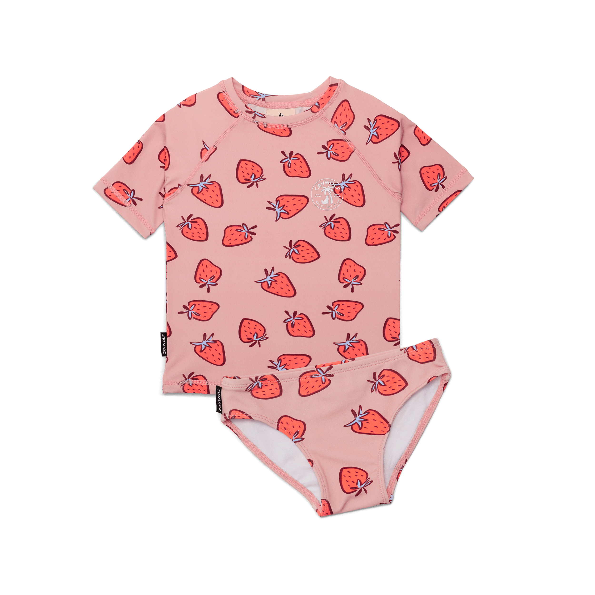 Short Sleeve Rash Suit Set - Strawberry Splash