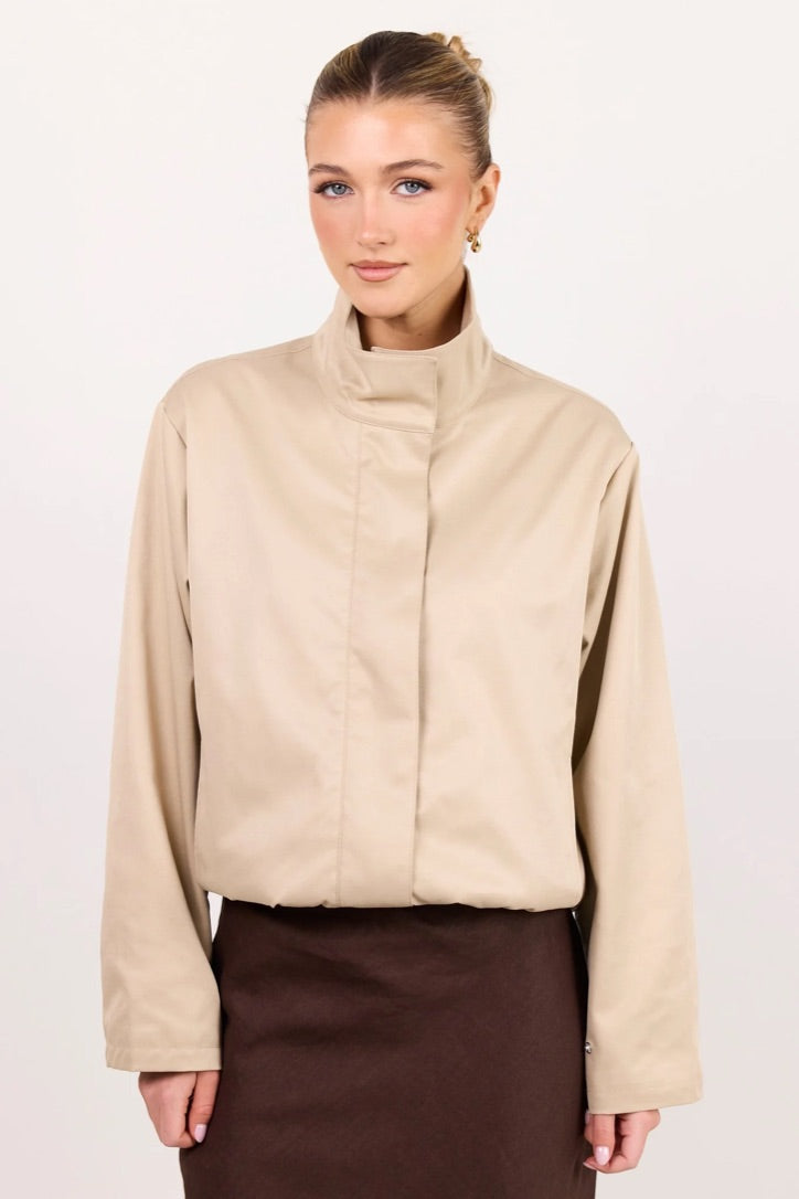 Landscape Taupe Funnel Neck Track Jacket