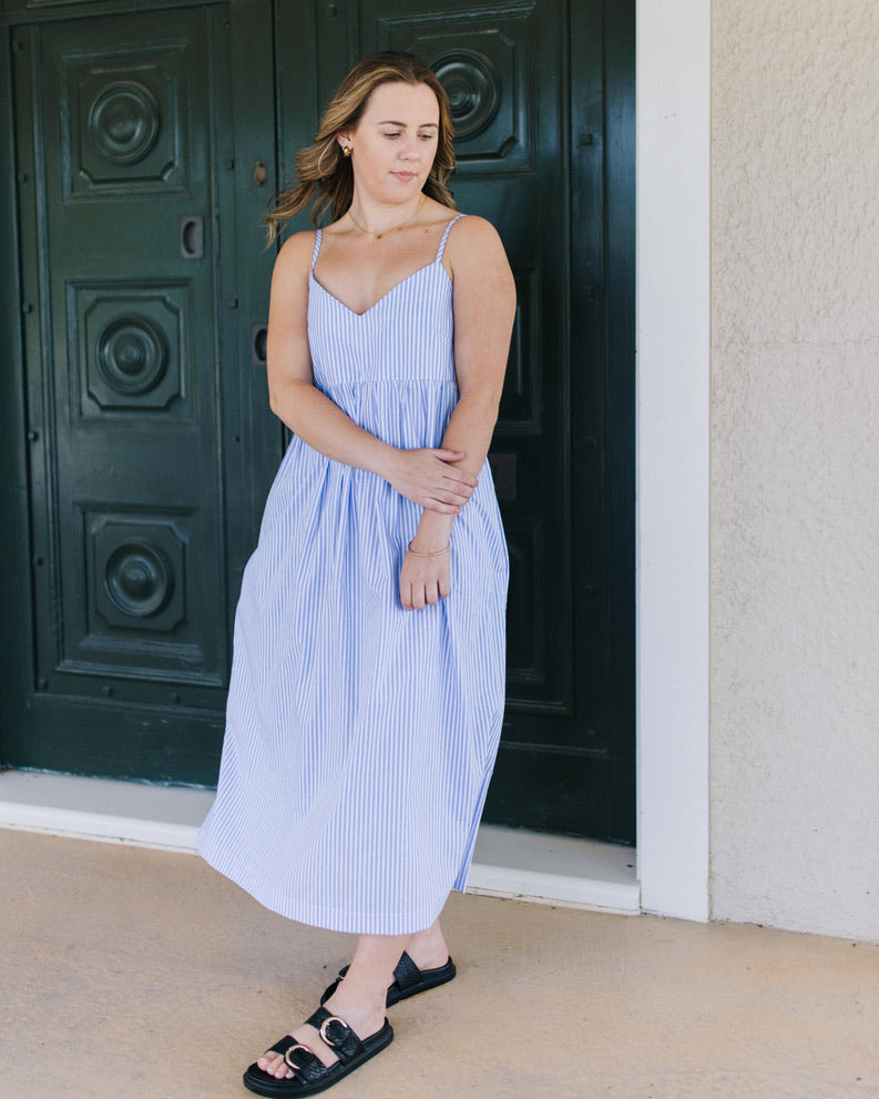 Chloe Dress - Blue stripe