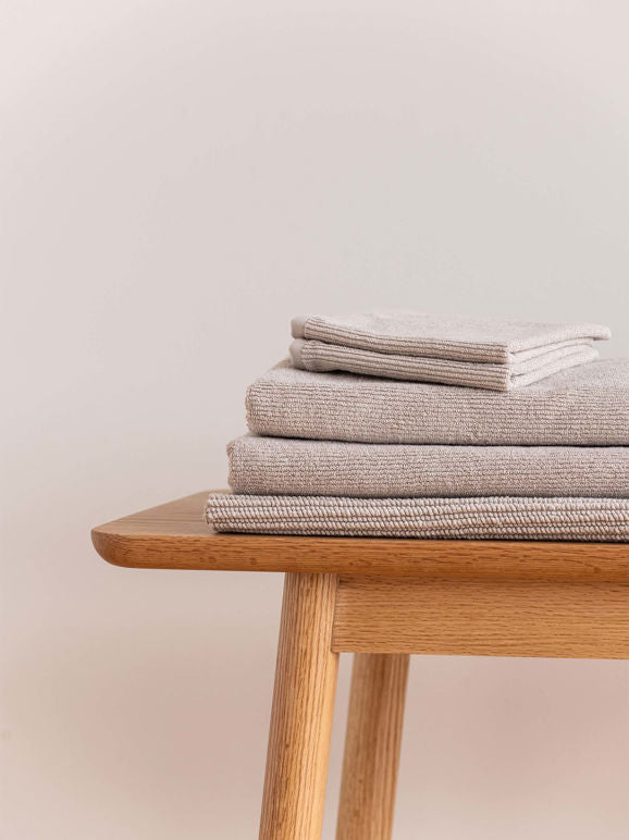 Ribbed Bath Towel Range - Oat