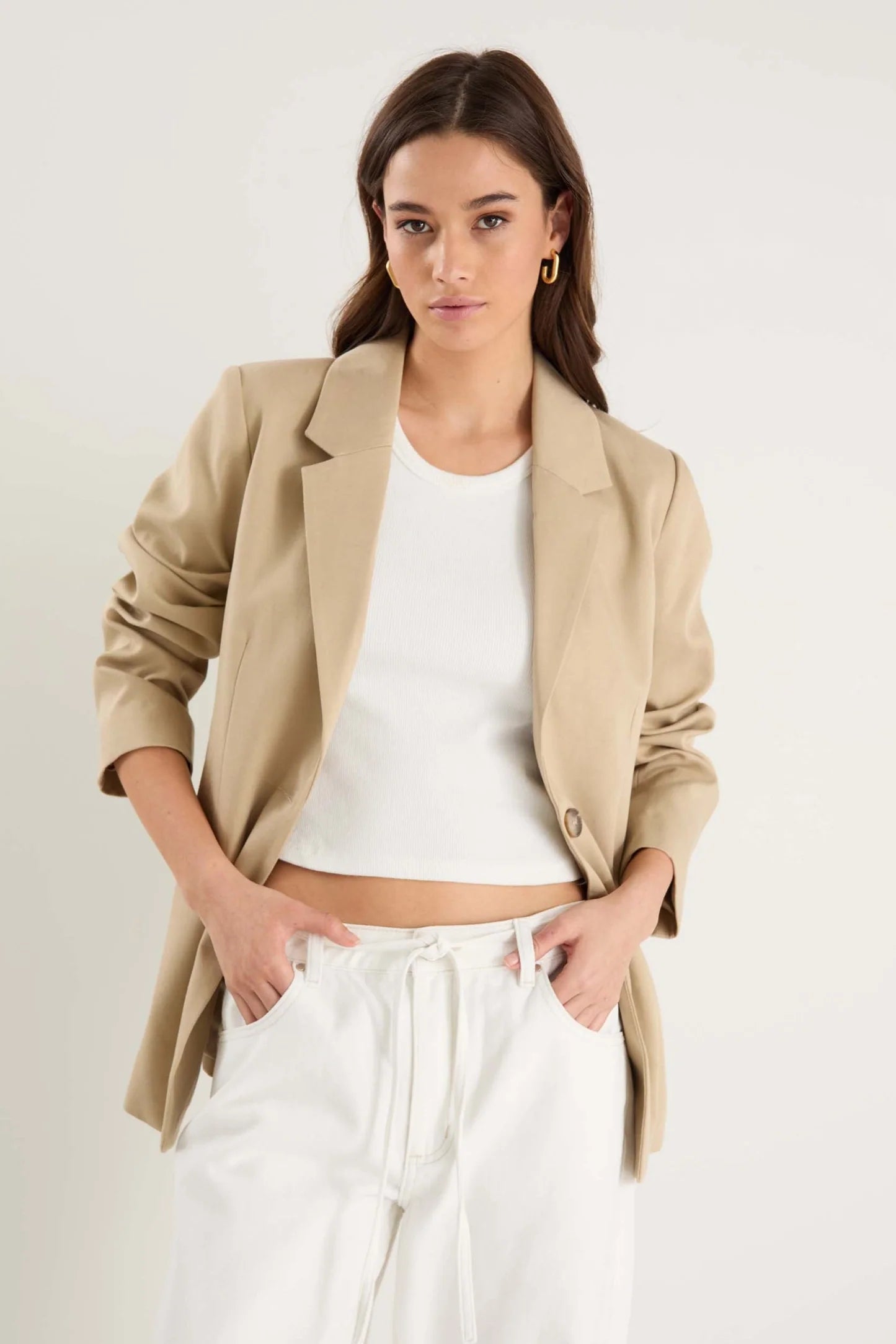 Atlantic Taupe Lyocell Cotton Classic Blazer