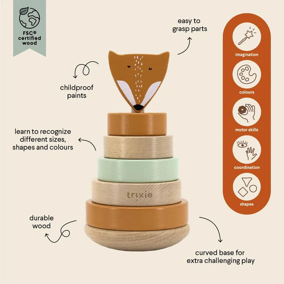 Wooden stacking toy Mr Fox
