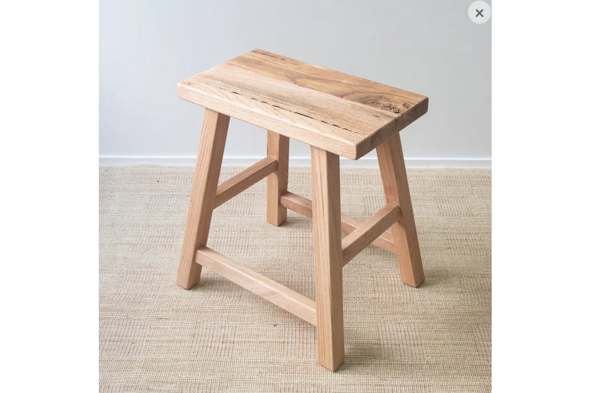 Heritage Elm Rectangle Stool - Natural