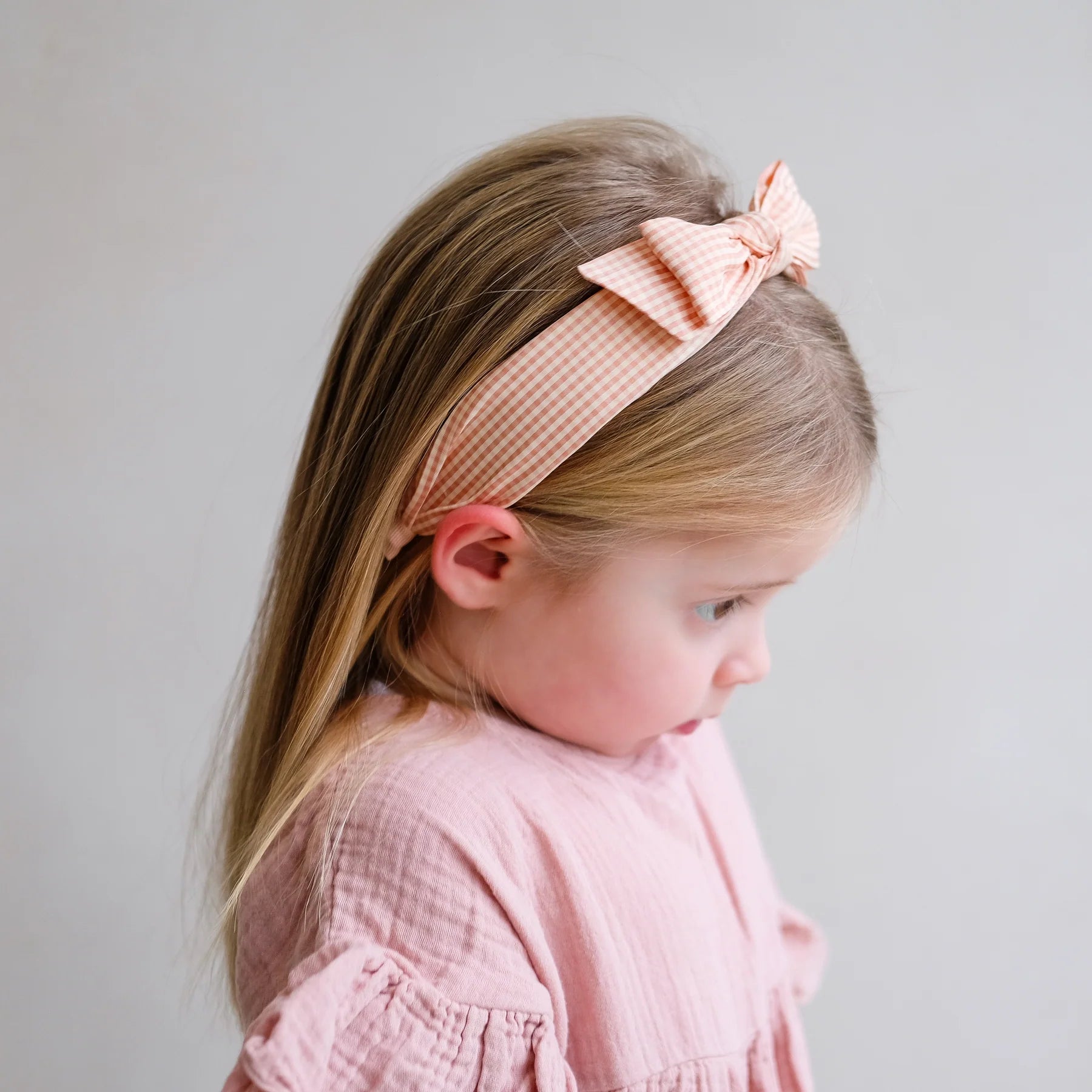 Peach gingham edie bow alice