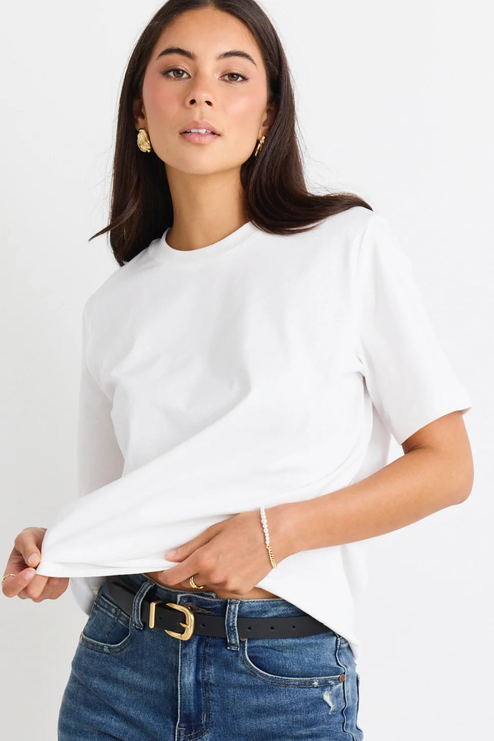 Crew Neck Short Sleeved Boxy Tee - Ivory