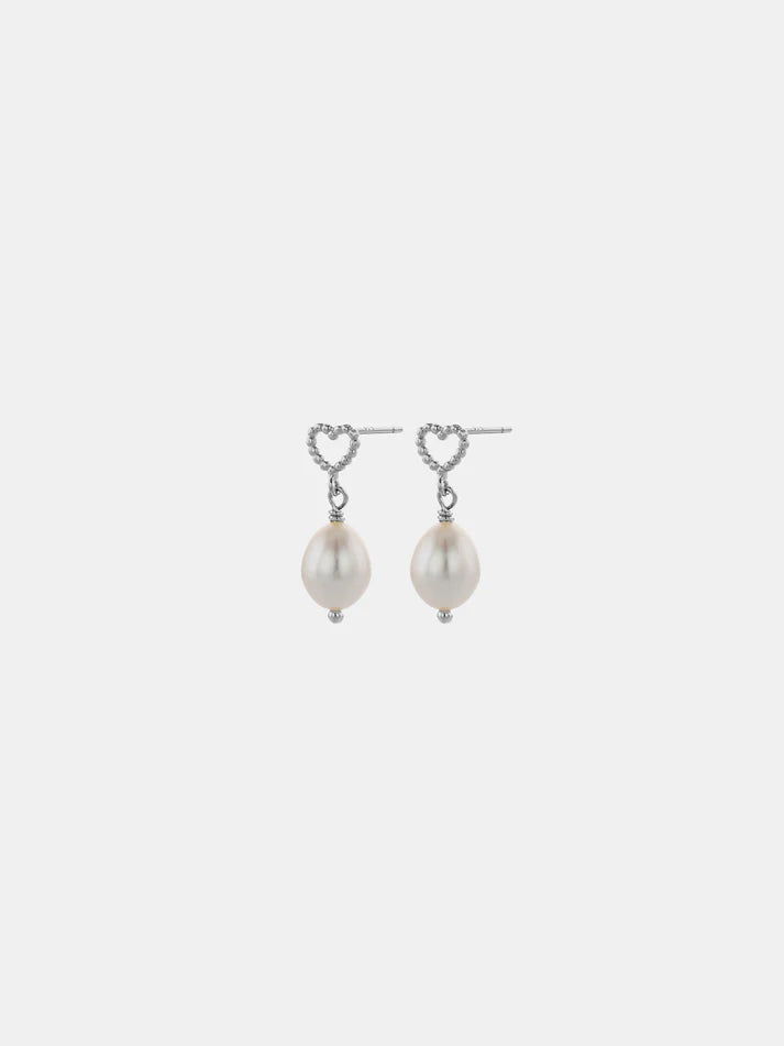 Pearly Dotty Love Studs - Silver