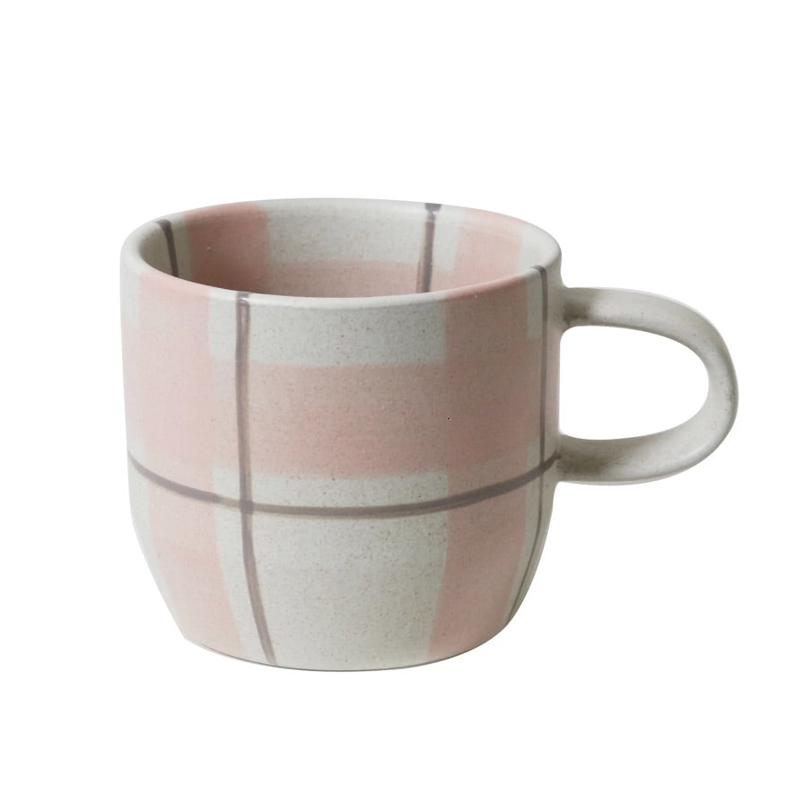 Blush & Grey Check Mug / Cat's Pyjamas