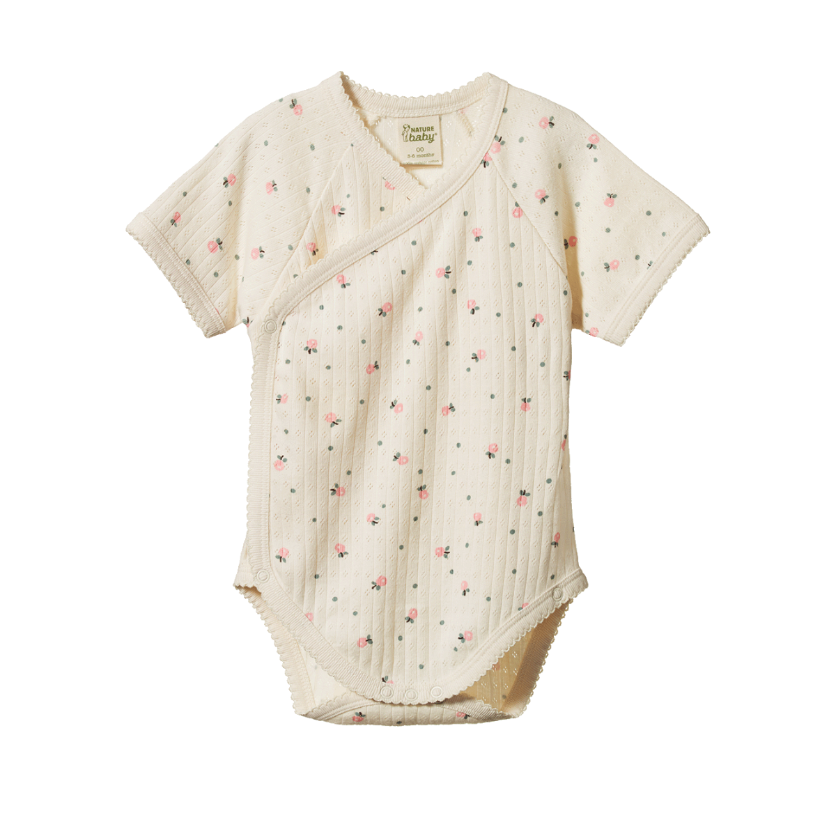 Pointelle short sleeve kimono bodysuit - POSEY BLOSSOM PRINT