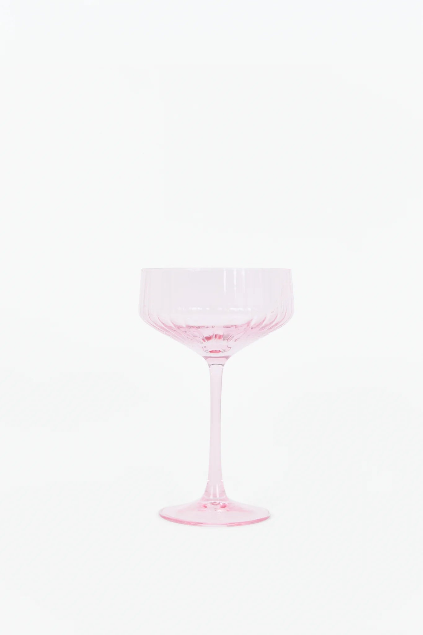 Pale Pink Ribbed Set 2 Coupe Cocktail Glasses