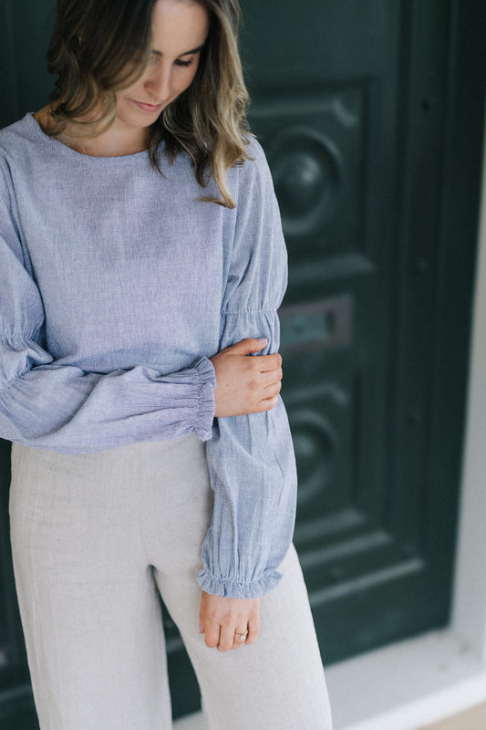 Victoria Blouse - Navy stripe