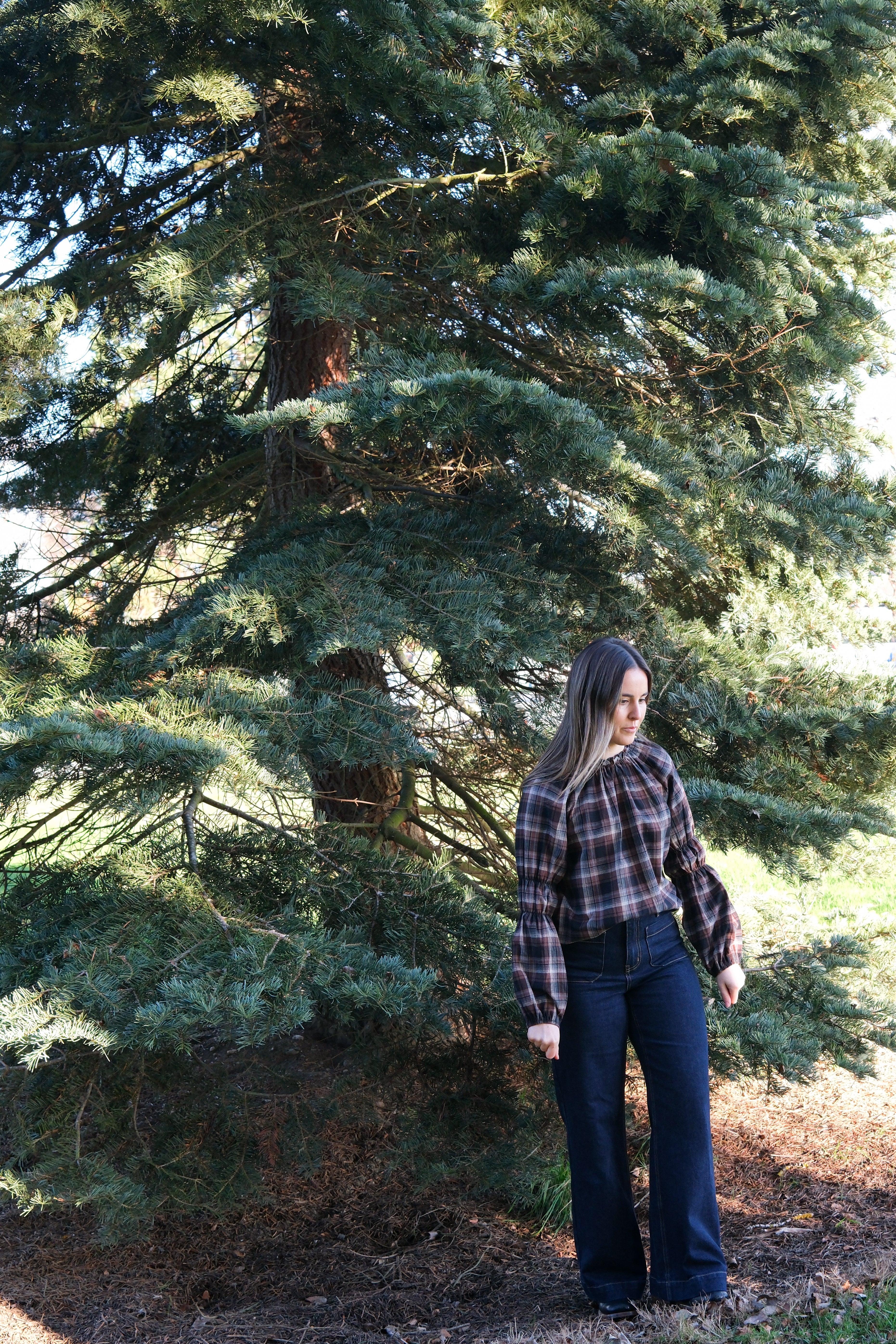 Gracie blouse Long sleeve - Brown Check
