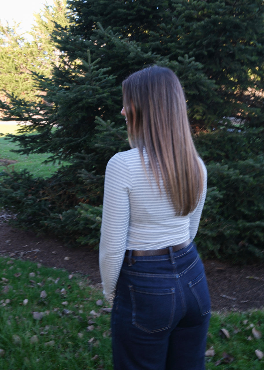 Mae top - Grey/White stripe