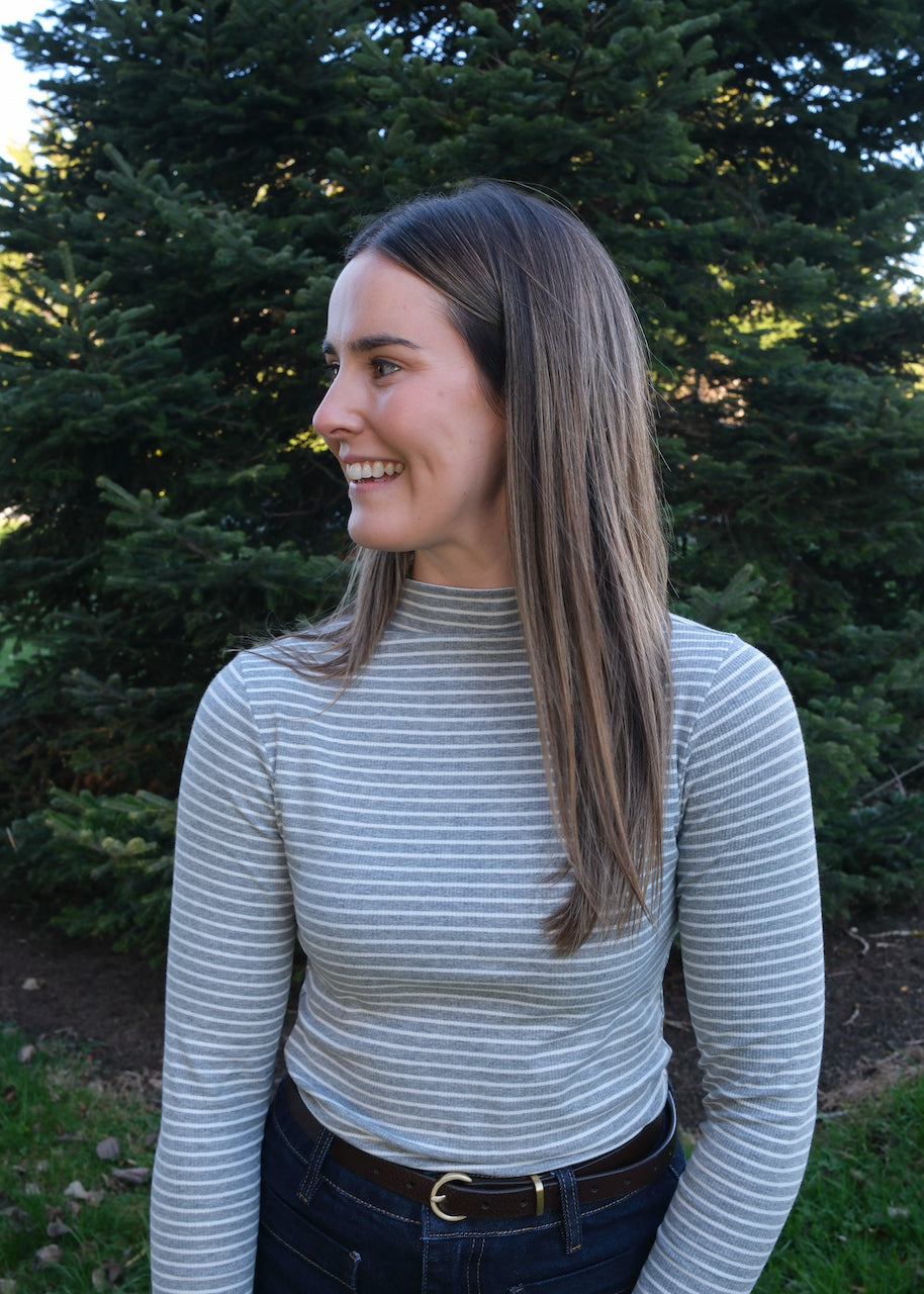 Mae top - Grey/White stripe