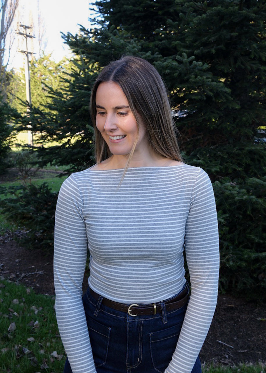 Marlow top - Grey/White stripe