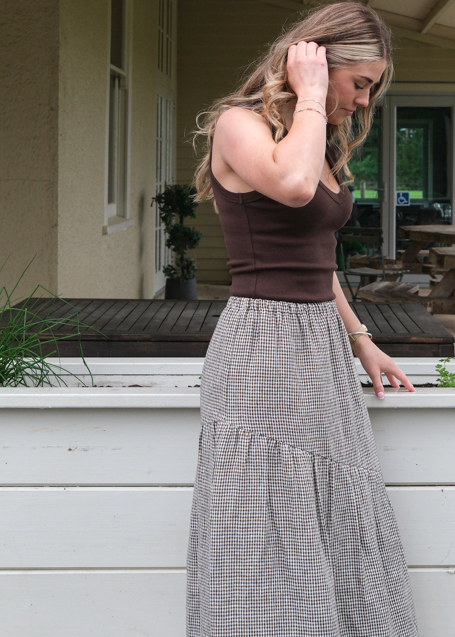 Flora skirt - Brown Gingham