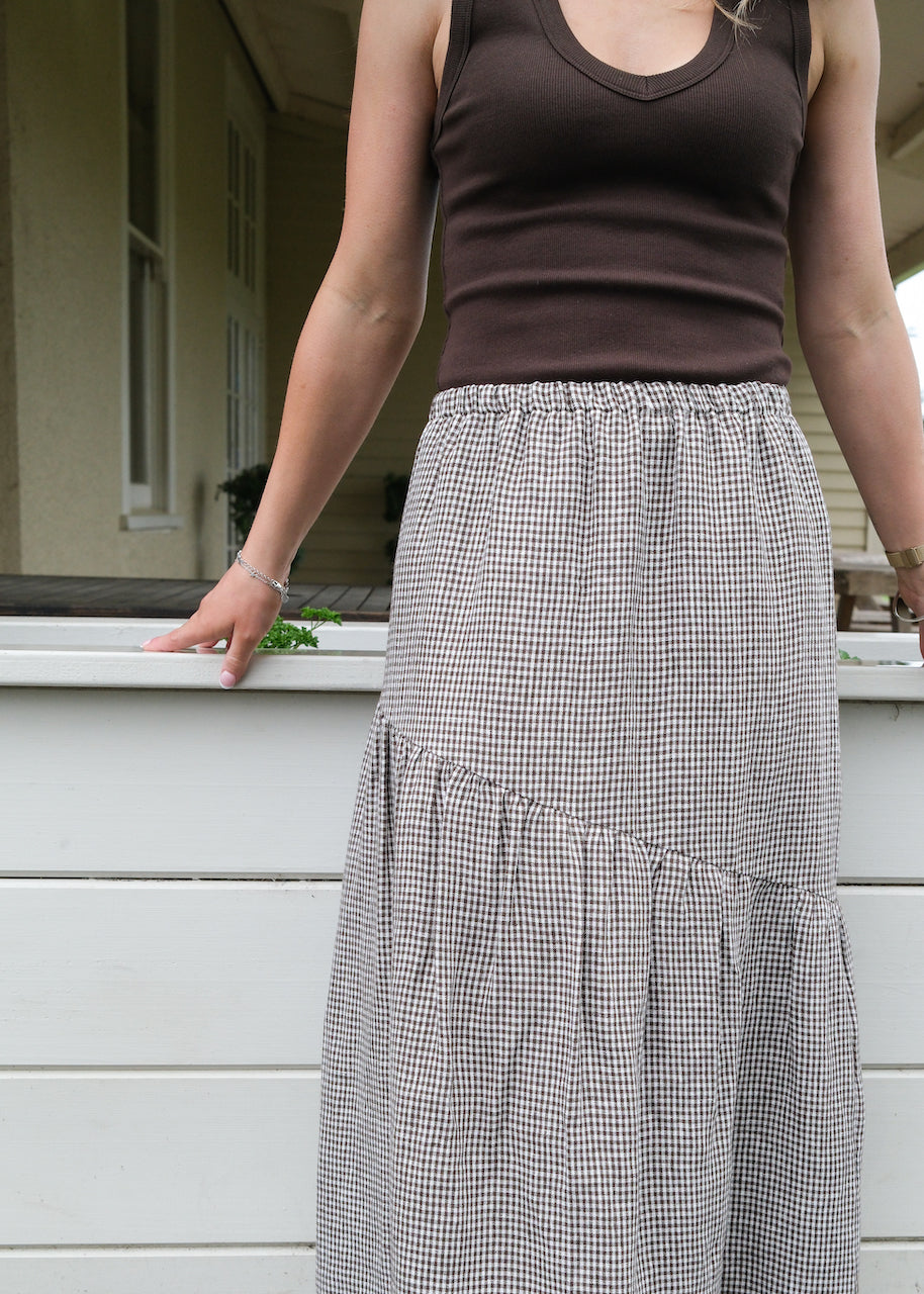 Flora skirt - Brown Gingham