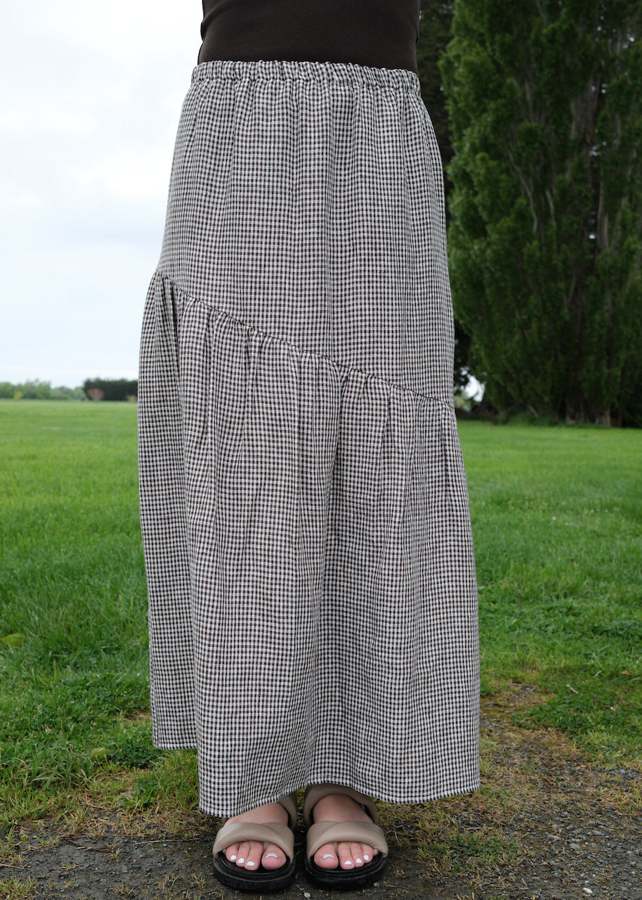 Flora skirt - Brown Gingham