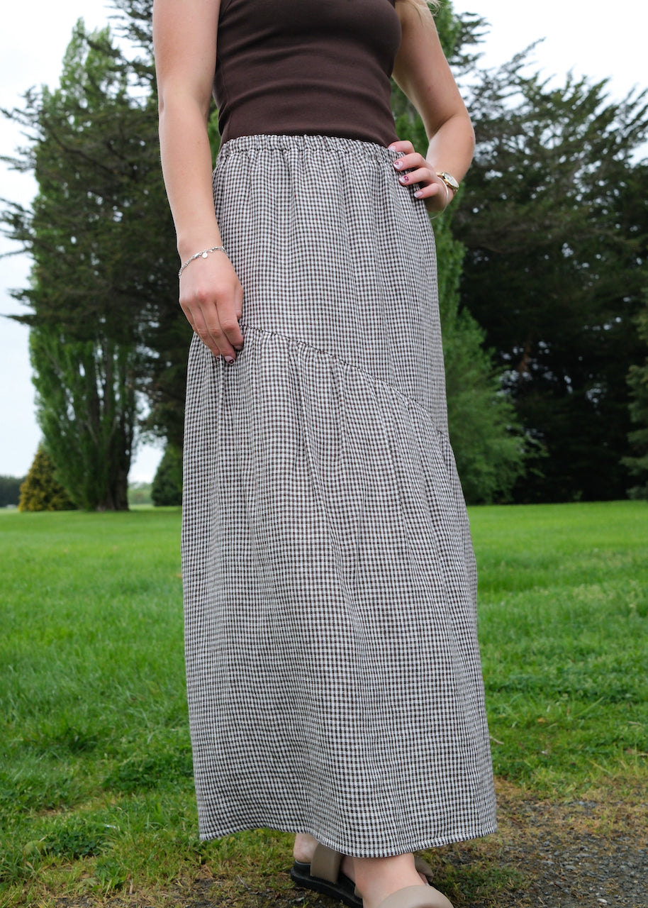 Flora skirt - Brown Gingham
