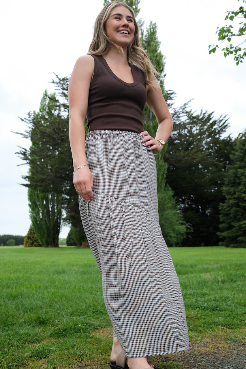 Flora skirt - Brown Gingham