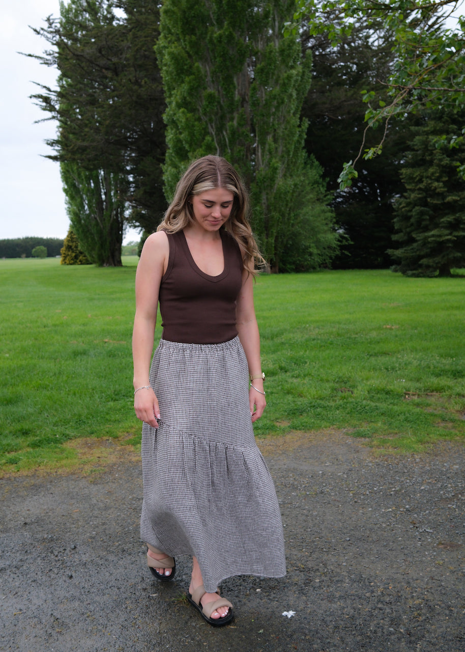 Flora skirt - Brown Gingham