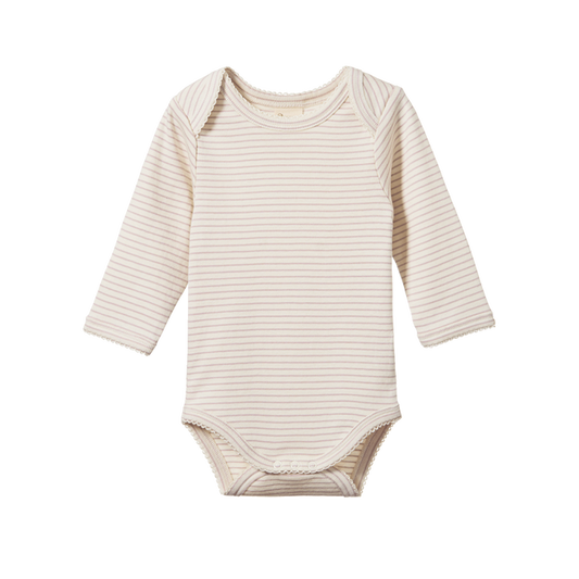 Long sleeve bodysuit - Lilac pinstripe