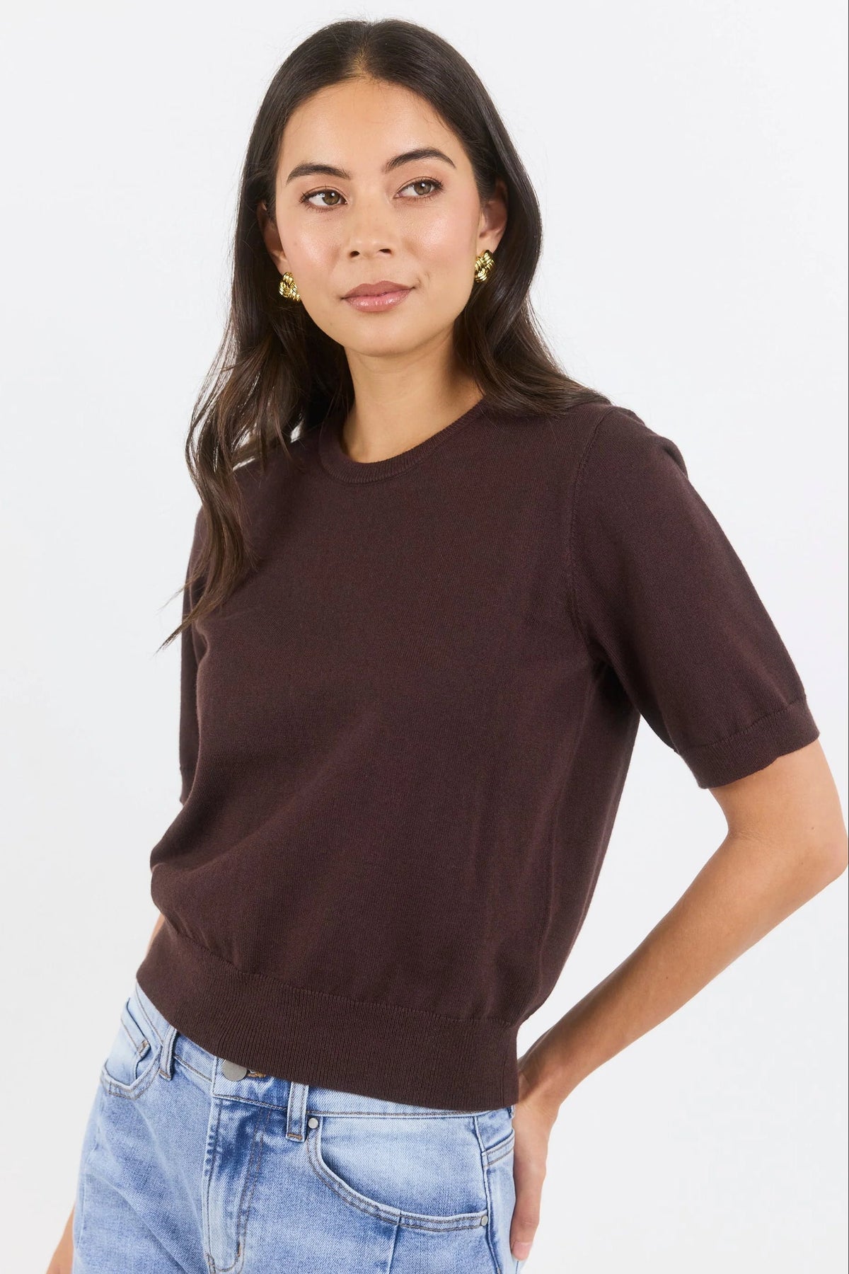 Edition crewneck knit tee - Chocolate