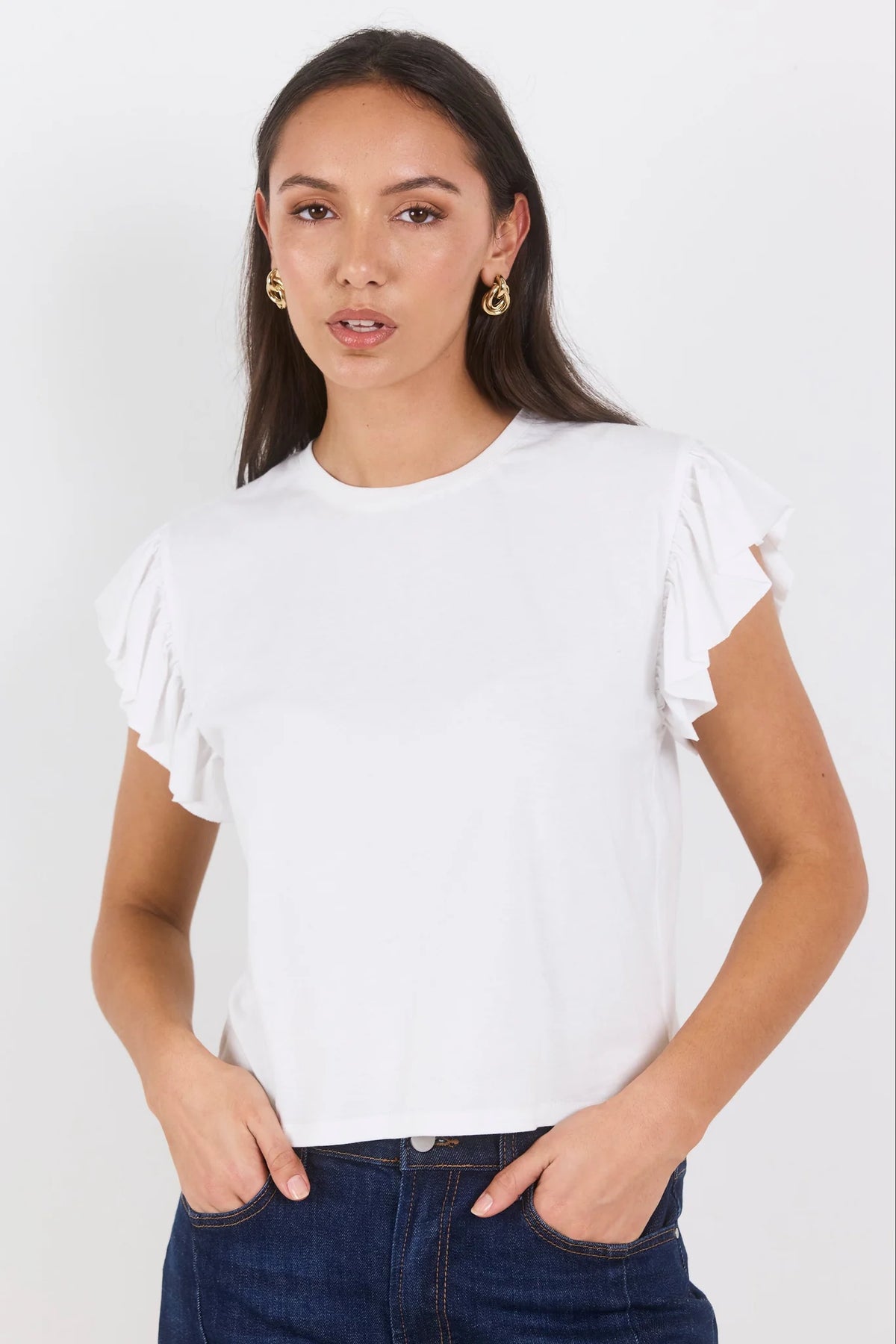 Hover Ivory Flutter Sleeve Tee