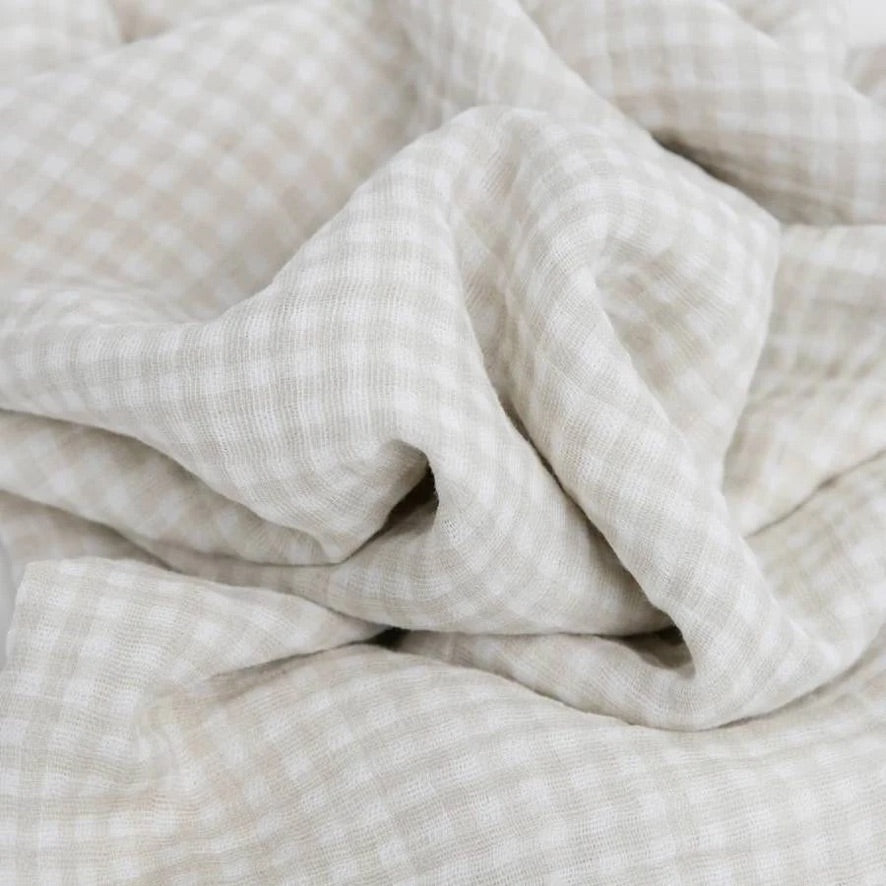 Little Unicorn Single Cotton Muslin Swaddle - Tan Gingham