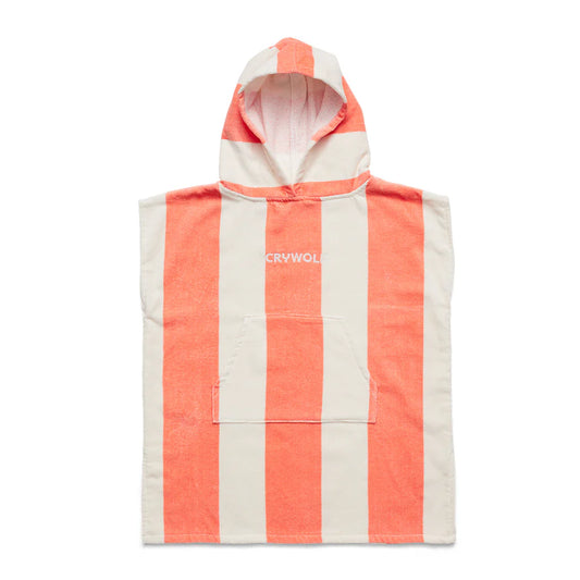 HOODED TOWEL - Coral Stripe