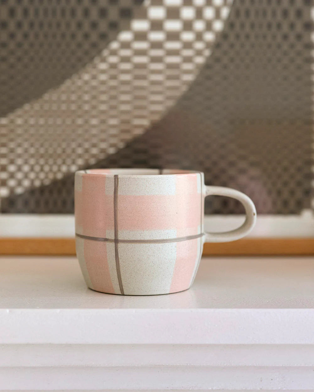 Blush & Grey Check Mug / Cat's Pyjamas