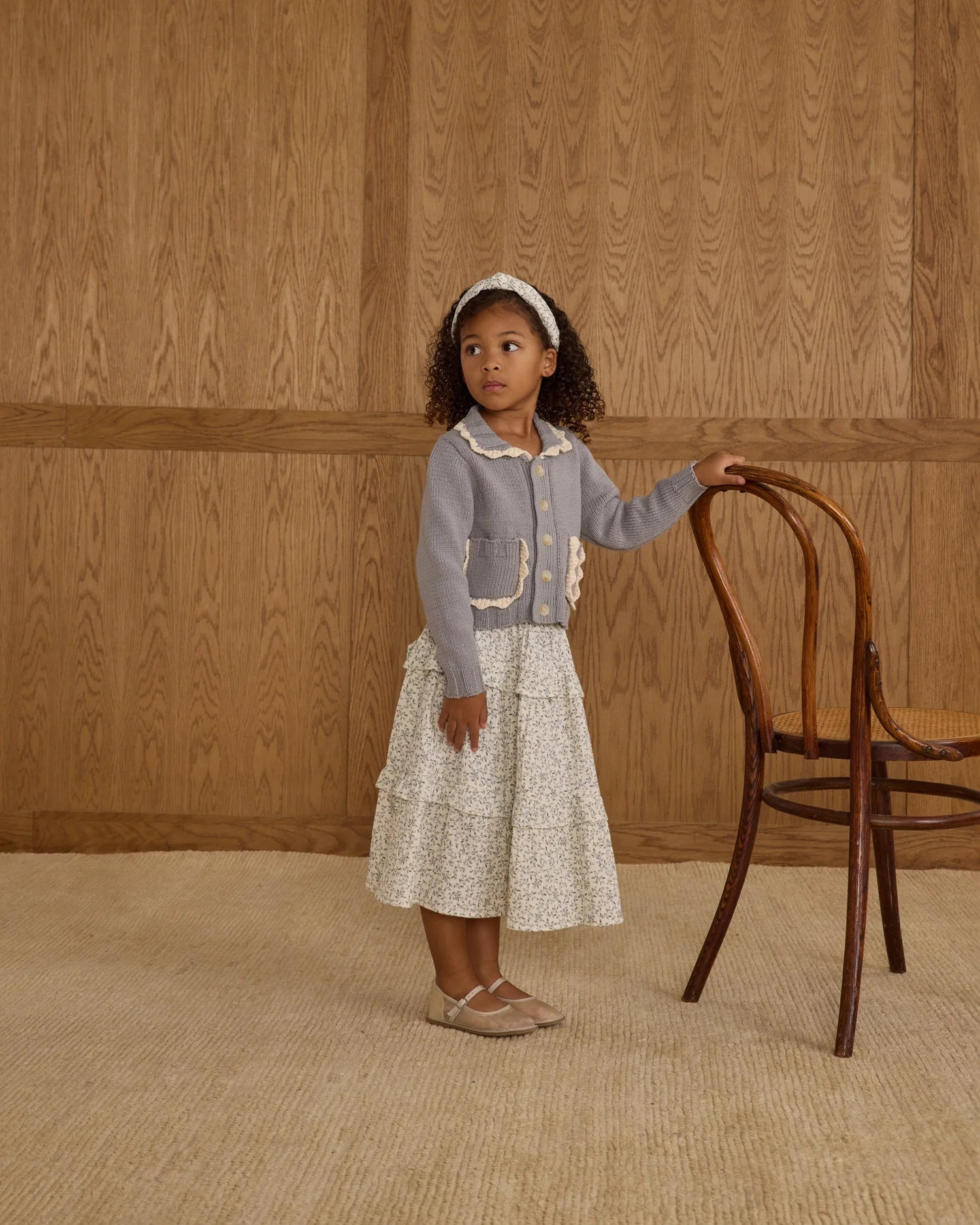 Ruffled Midi Skirt || Blue Vines