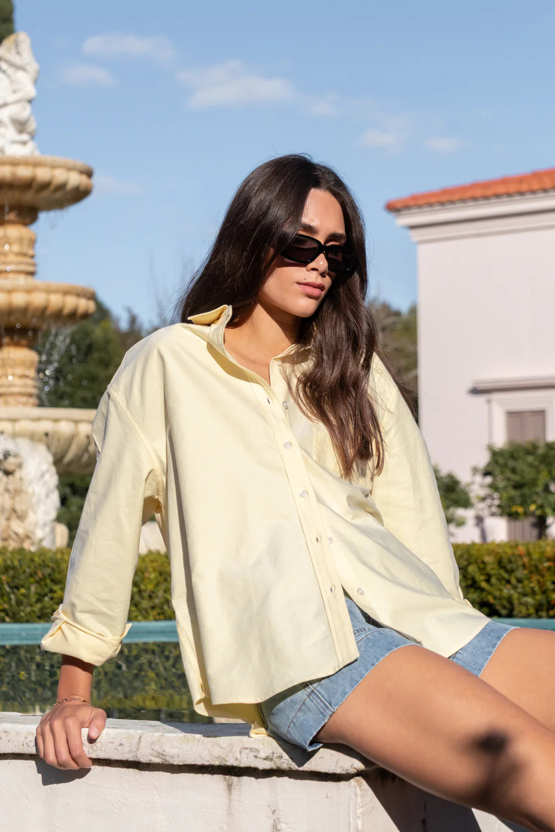 Signature Lemon Oxford Oversized Boyfriend Shirt - Lemon Oxford