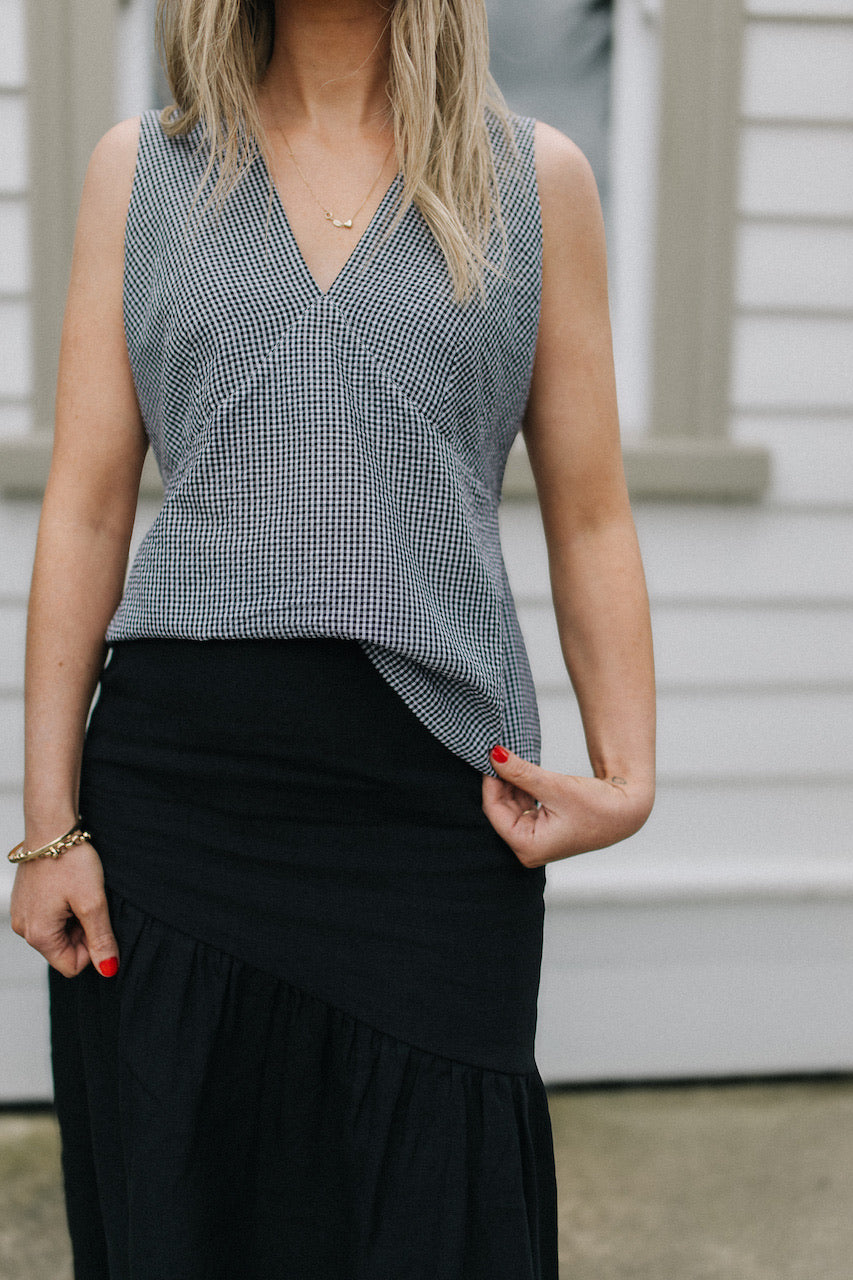 Claudia top - black/white gingham